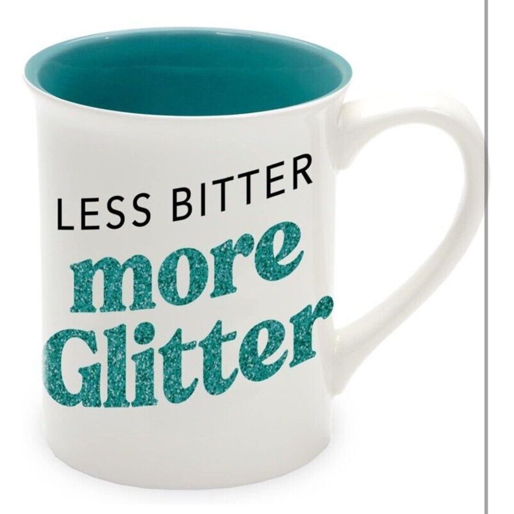 Enesco Our Name is Mud Less Bitter More‎ Glitter Mug 6010081 New In Box